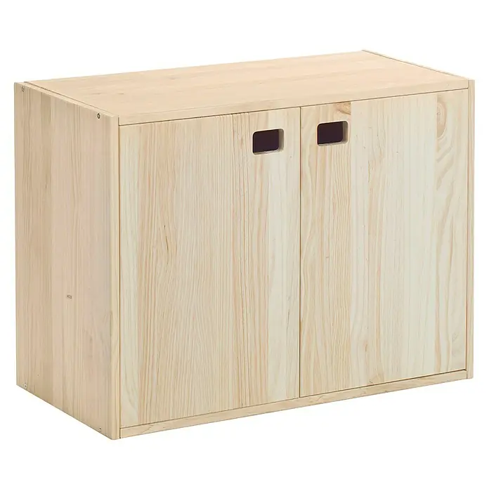Astigarraga Dinamic Holz-Mehrzweckschrank - L x B x H: 33 x 70,8 x 53,5 cm, Kiefernholz - Ein naturbelassener Holzschrank mit zwei Türen und integrierten Griffen, ideal für jedes Zuhause.