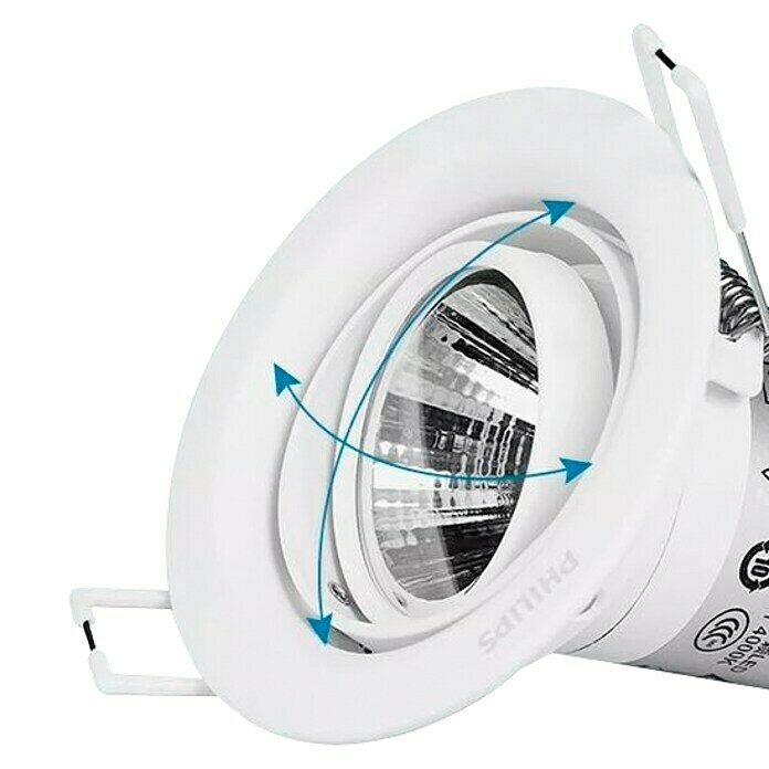 Philips Foco LED empotrable Pomeron (7 W, L x An: 9 x 9 cm, Color de luz: Blanco neutro, Plástico, Clase de eficiencia energética: A)