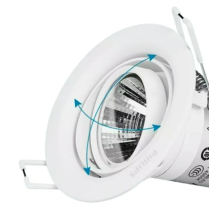 Philips Downlight empotrable LED redondo Pomeron - 7 W, Ø x Al: 9 x 7,05 cm, Blanco, Blanco neutro - Un foco empotrable LED Philips blanco giratorio para uso interior. Perfecto para una iluminación flexible en la casa.