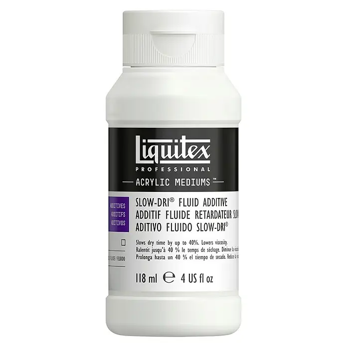 Liquitex Professional Trocknungsverzögerer Slow-Dri - 118 ml - Liquitex Slow-Dri Fluid Additive: Ein Acrylmedium, das die Trocknungszeit von Acrylfarben verlangsamt und die Viskosität reduziert.