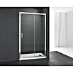Mampara de ducha frontal Chloe (An x Al: 160 x 195 cm, Vidrio transparente, 5 mm, Cromo)