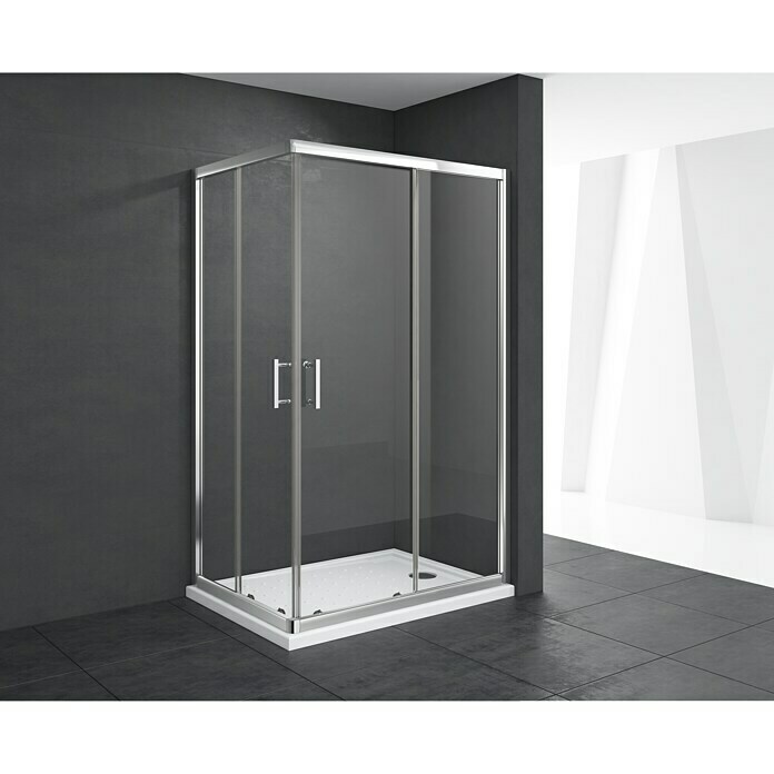 Mampara de ducha esquinera Chloe (L x An x Al: 70 x 120 x 195 cm, Vidrio transparente, 5 mm, Cromo)