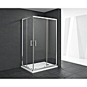Mampara de ducha esquinera Chloe (L x An x Al: 80 x 100 x 195 cm, Vidrio transparente, 5 mm, Cromo)