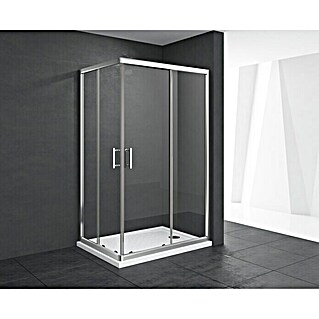 Mampara de ducha esquinera Chloe (L x An x Al: 80 x 100 x 195 cm, Vidrio transparente, Espesor: 5 mm, Cromo)