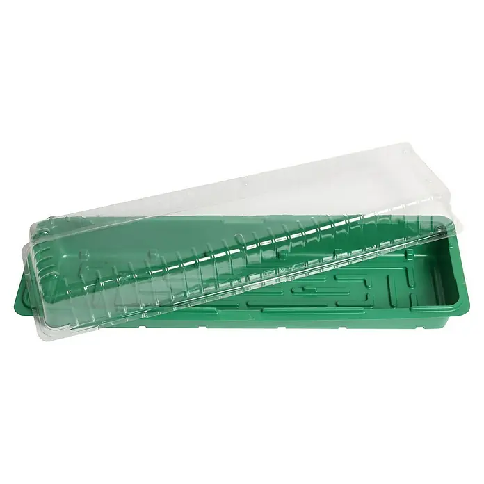 Floraworld Zimmergewächshaus - L x B x H: 57 x 17 x 12,5 cm, Grün - Grüne Anzuchtschale mit durchsichtigem Deckel zur Pflanzenaufzucht. Ideal für den Garten und die Pflanzenanzucht.