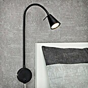 Brilo Aplique de pared LED para cama Comfort Light (4 W, Negro, L x An x Al: 5,8 x 20,5 x 45 cm, Color de luz: Blanco cálido)