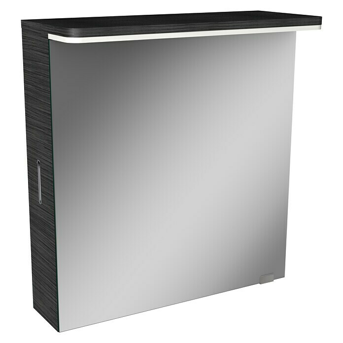 Modern 3.0 LED-Spiegelschrank (B x H: 60 x 70 cm, Rechts, Mit Beleuchtung, Spanplatte, Darkoak)