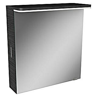 Modern 3.0 LED-Spiegelschrank (B x H: 60 x 68,4 cm, Rechts, Mit Beleuchtung, Spanplatte, Darkoak)