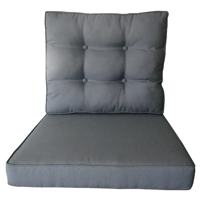 Ersatzkissen Amelie Low-Dining Lounge - Passend für: Sunfun Amelie Loungemöbel-Set - Graues Sitzkissen mit Rückenlehne und Knopfdesign für Gartenmöbel, ideal für entspannte Stunden im Freien.