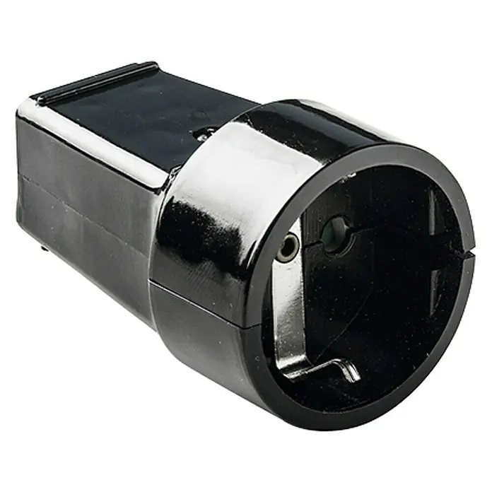 Famatel Base aérea Acqua - IP20, Negro - Enchufe adaptador Schuko negro brillante para conectar dispositivos con enchufes Schuko a tomas de corriente con diferentes estándares.