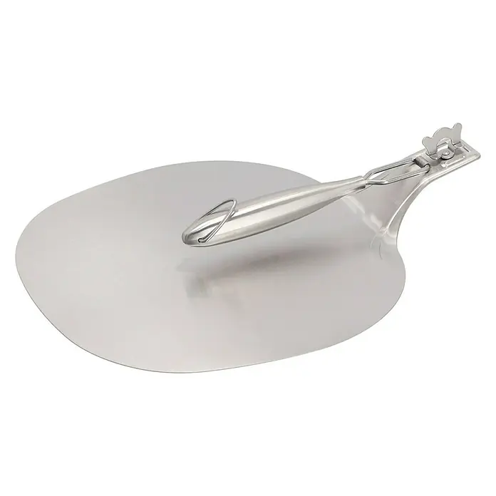 Kingstone Pizzaschaufel - Länge: 55,5 cm, Silber - Pizzawender aus Edelstahl mit klappbarem Griff für einfache Lagerung, ideal für Pizzaöfen und Grill.