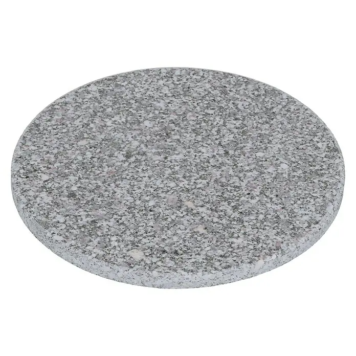 Kingstone KMS Plancha para barbacoa Piedra caliente - Diámetro: 30 cm, Cordierita, piedra - Losa redonda de granito con un patrón moteado, ideal como posavasos o pieza decorativa.