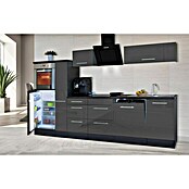 Respekta Premium Composición de cocina (Ancho: 310 cm, Con dispositivos eléctricos, Gris de alto brillo)
