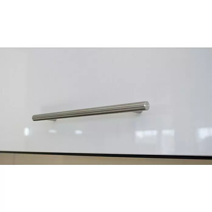 Respekta Premium Composición de cocina Amanda - Ancho: 210 cm, Roble/Blanco, Con electrodomésticos - Tirador de barra de plata cepillada para puertas de armario.