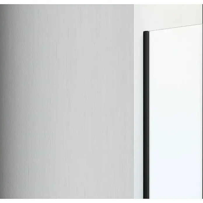 Camargue Vario Duschwand B14P - B x H: 140 x 191,5 cm, Beschichtet, Schwarz - Nahaufnahme eines eleganten, weißen Schranks mit schmalem, schwarzem Rahmen, der Modernität und minimalistisches Design vereint.
