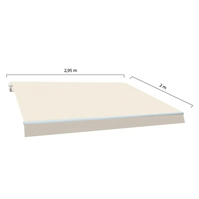 SmartSun Toldo de brazos extensibles Original Kit Acrílico - Crudo, Ancho: 3 m, Caída: 2 m - Ilustración de un toldo que mide 2,95 m de ancho y 2 m de proyección.