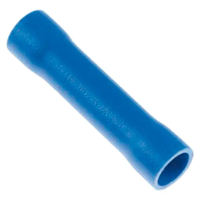 Conector de crimpar - Metal, Azul, 20 ud. - Manguito conector de tope azul para conexión segura de cables e hilos, aislado y robusto para conexiones eléctricas fiables.