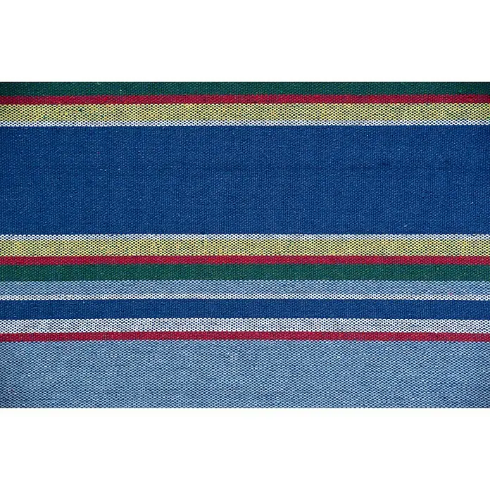 Amazonas Hängematte Tahiti Ocean - Blau, Länge: 310 cm - Nahaufnahme eines bunten, gestreiften Stoffes, ideal als Textur oder Hintergrund für diverse kreative Projekte.