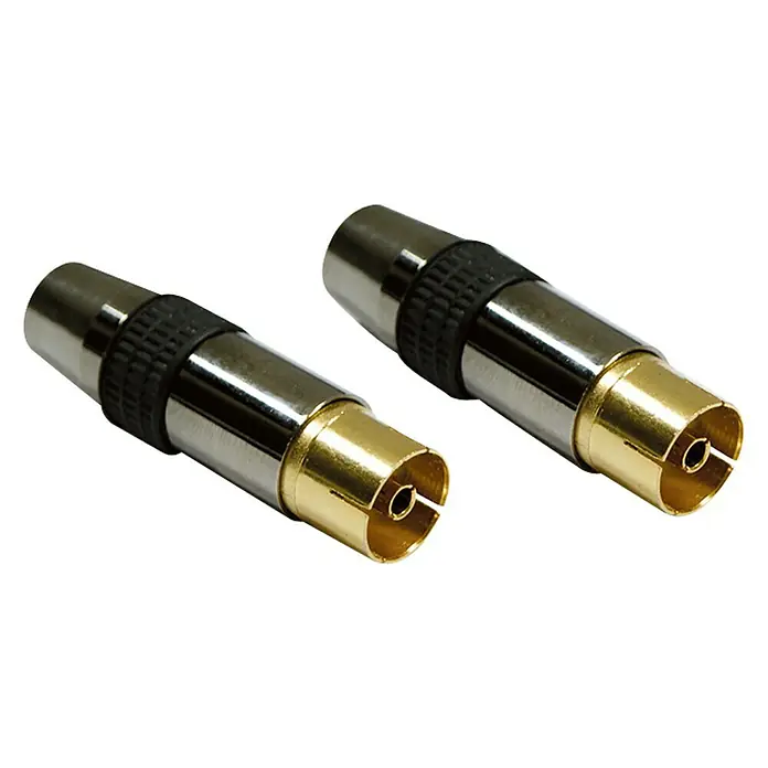 Metronic Conector coaxial TV H/H - 2 x conector hembra coaxial, Largo: 105 cm - Dos conectores de cable coaxial con extremos chapados en oro y un mango negro para un manejo seguro.
