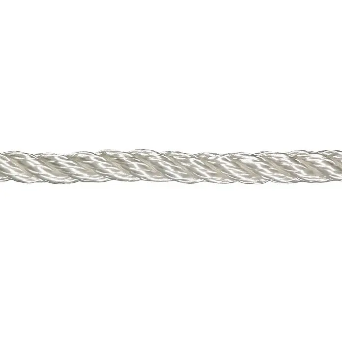 Stabilit Polyester-Seil MeterwareDurchmesser: 10 mm, Polyester, Weiß, 3-schäftig gedreht - Weißes gedrehtes Seil aus synthetischem Material, ideal für vielseitige Anwendungen im Haushalt und im Freien.
