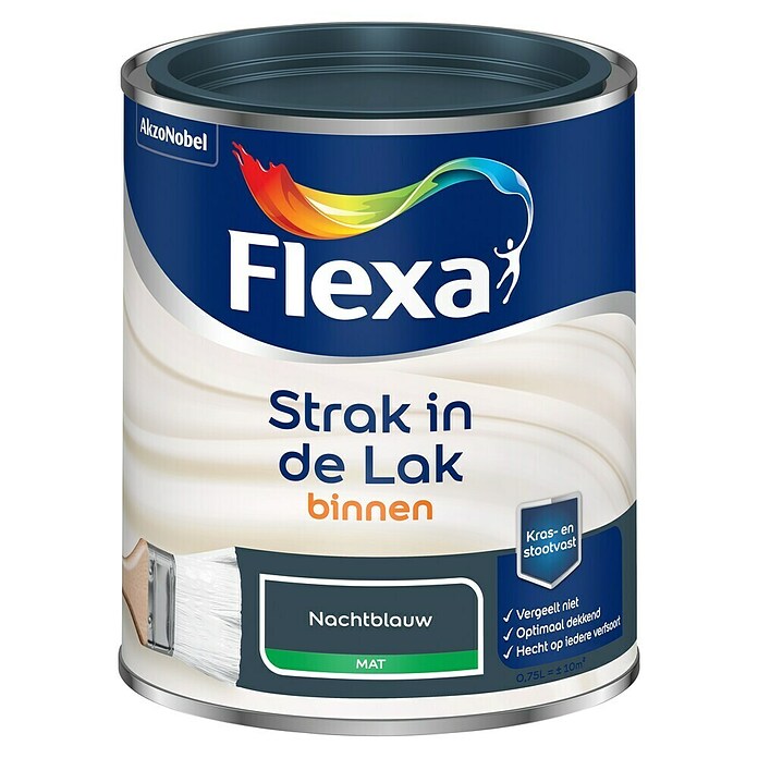Flexa Strak in de Lak Kleurlak (Nachtblauw, Mat, Op waterbasis, 750 ml) | BAUHAUS
