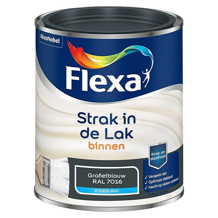 Flexa Strak in de Lak Kleurlak (Grafietblauw, Zijdeglans, Op waterbasis, 750 ml) | BAUHAUS