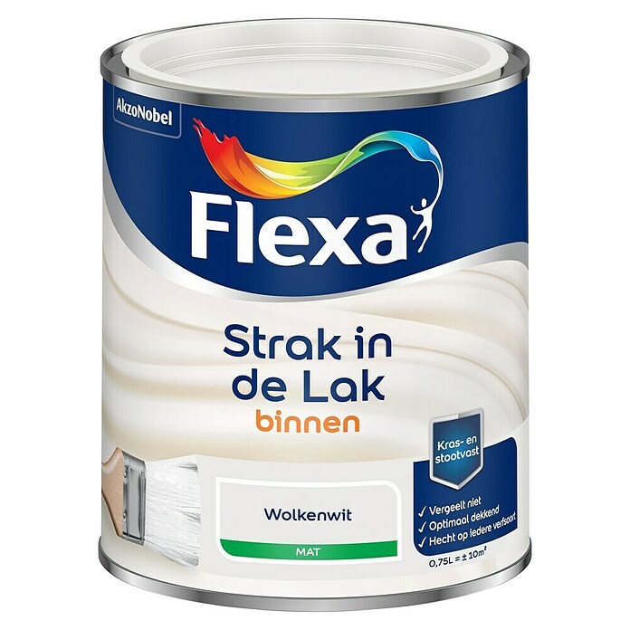 Flexa Strak in de Lak Kleurlak (Wolkenwit, Mat, Op waterbasis, 750 ml) | BAUHAUS