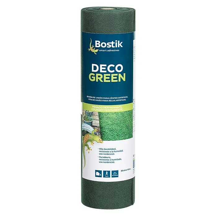 Bostik Banda de fijación Deco Green - Verde - Un rollo de cinta de unión para césped artificial Bostik Deco Green con alta durabilidad, resistente a la humedad, para uso residencial.