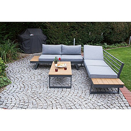 Loungemöbel-Set Livorno (3 -tlg., Naturbraun/Grau)