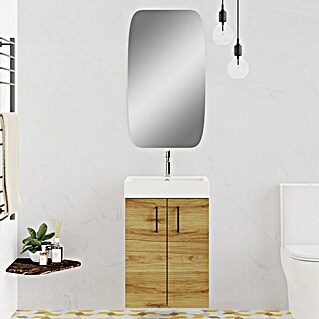 Conjunto de mueble de baño Palma (Ancho: 46,5 cm, 2 pzs., Roble Guadarrama, Efecto madera)