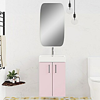 Conjunto de mueble de baño Palma (45 cm, 3 pzs., Rosa, Mate)
