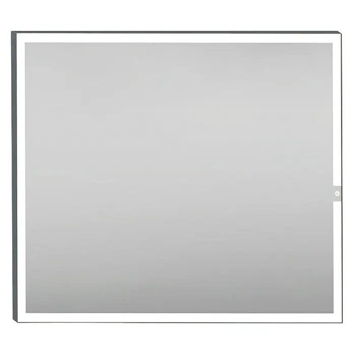 Camargue Espejo con luz Eyra - An x Al: 100 x 80 cm, Negro - Espejo de baño iluminado moderno con marco. El espejo proporciona una iluminación ideal para el baño o el vestidor.