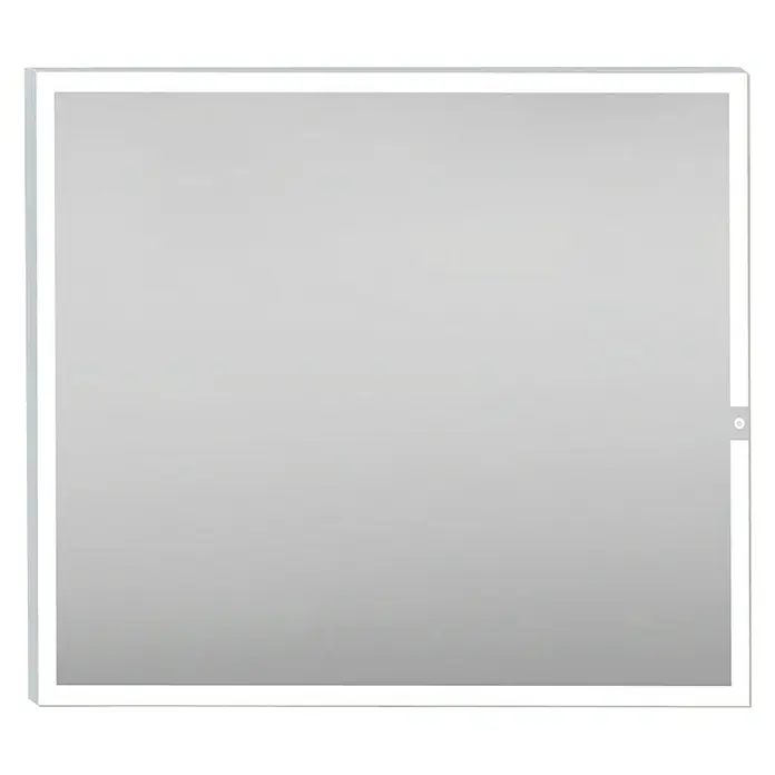 Camargue Espejo con luz Eyra - An x Al: 100 x 80 cm, Acero inoxidable - Un espejo cuadrado con iluminación LED en el borde, ideal para baños o vestidores, que proporciona una luz brillante y uniforme. Diseño limpio.