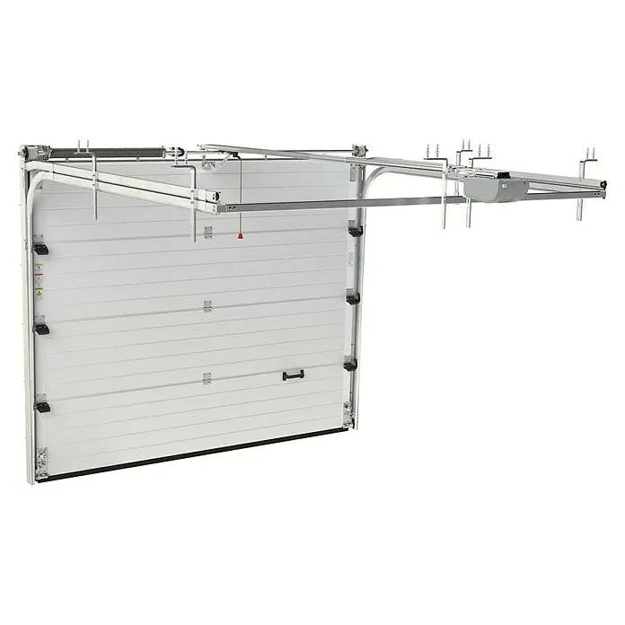 Solid Elements Puerta de garaje con motor Standard Pro - 250 x 212,5 cm, Blanco - Primer plano de una puerta seccional con funcionamiento automatizado, que combina diseño moderno y funcionalidad para garajes.