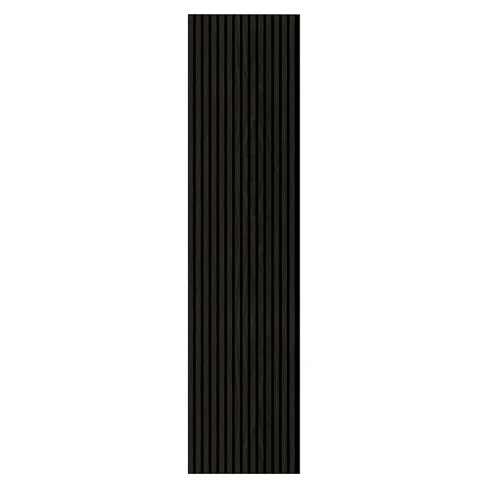 FN Neuhofer Akustikpaneel Acustico PVC - Eiche Dunkel, L x B x S: 2.400 x 572,5 x 19 mm, 1 Stk., 1,374 m² - Dunkle Holzpaneele mit vertikalen Lamellen. Diese dekorative Wandverkleidung verleiht jedem Raum eine moderne und elegante Note.