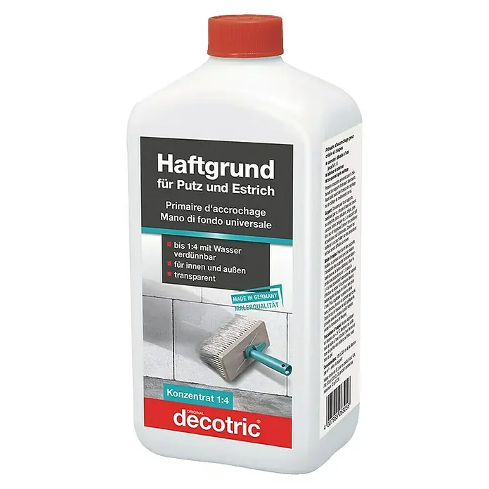 Decotric Putz- & Haftgrund - 1 l - Haftgrundierung von Decotric, geeignet für Putz und Estrich, konzentriert 1:4, ideal für den Innen- und Außenbereich.