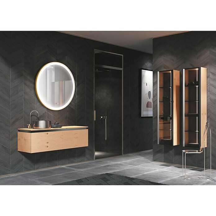 LedImex Espejo con luz LED Paris (Diámetro: 80 cm, Sensor, Oro) | BAUHAUS
