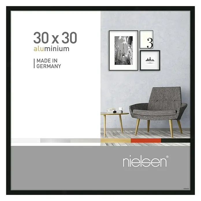Nielsen Alurahmen Pixel - 30 x 30 cm, Schwarz - Schwarzer Nielsen Aluminium Bilderrahmen 30x30 cm, ideal für moderne Wohnräume, mit klaren Linien und einfacher Handhabung zur stilvollen Präsentation.