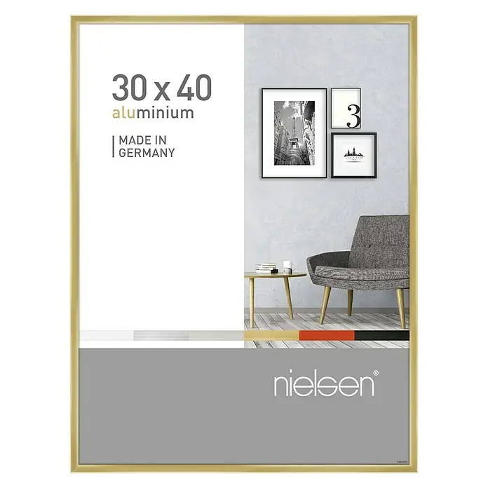 Nielsen Alurahmen Pixel - 30 x 40 cm, Gold - Nielsen Aluminium Bilderrahmen in Gold, 30 x 40 cm, ideal für stilvolle Wanddekoration und zur Präsentation von Fotos und Kunstwerken.