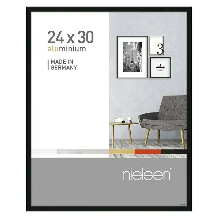 Nielsen Alurahmen Pixel - 24 x 30 cm, Schwarz - Nielsen Aluminium Bilderrahmen 24 x 30 cm. Dieser schlanke, moderne Rahmen setzt Ihre Fotos und Kunstwerke perfekt in Szene. Ideal für jedes Zuhause.