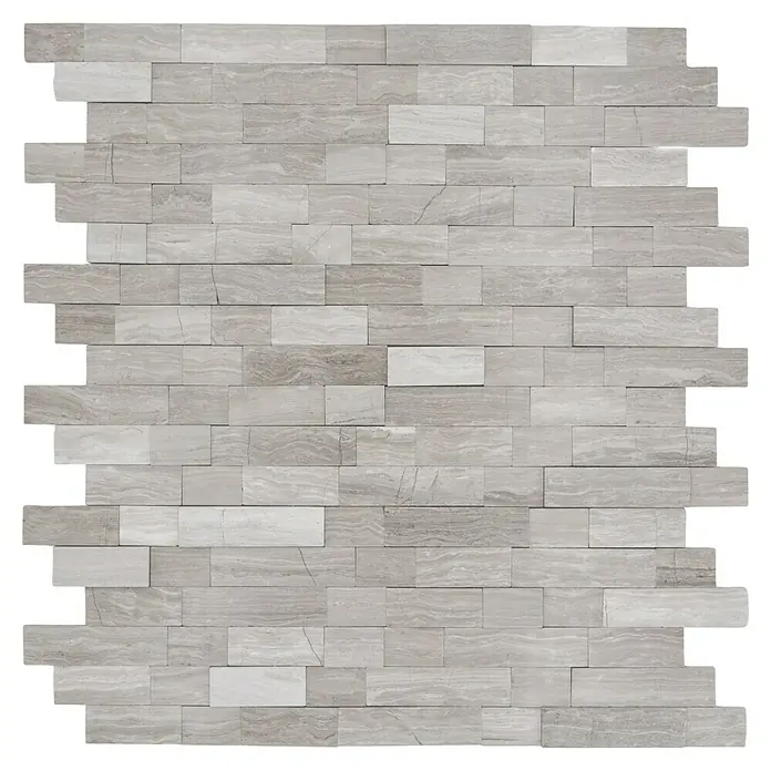 Selbstklebemosaik SAM 4NM02 - 30 x 27,5 cm, Weißgrau, Matt - Ein wunderschönes Mosaik aus hellgrauen Steinen, perfekt für stilvolle Wandgestaltungen und elegante Akzente im Raum.