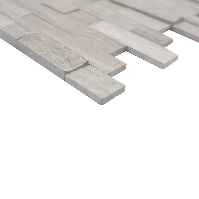 Selbstklebemosaik SAM 4NM02 - 30 x 27,5 cm, Weißgrau, Matt - Nahaufnahme von hellgrauen 3D-Wandpaneelen, die ein modernes und stilvolles Design für die Inneneinrichtung zeigen.