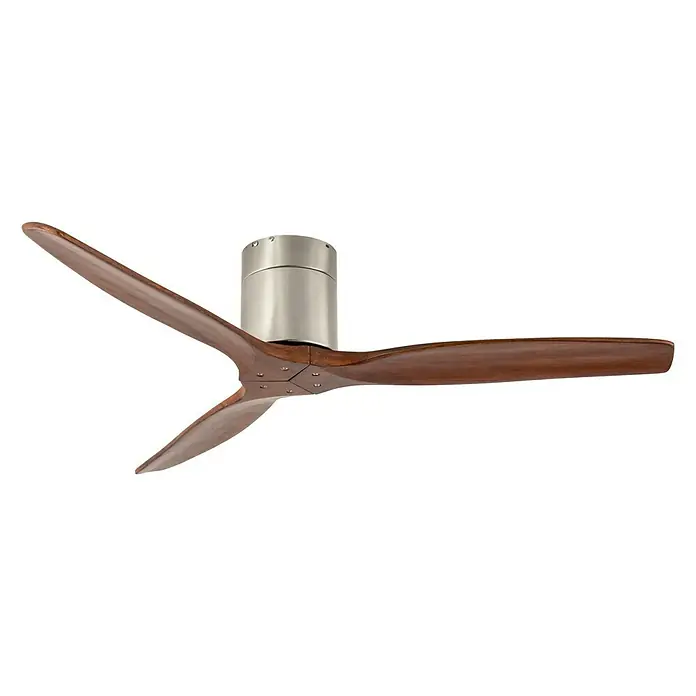 Arte confort Ventilador de techo Viena - Roble, 132 cm, 23 W - Ventilador de techo con tres aspas de madera y carcasa de motor plateada.