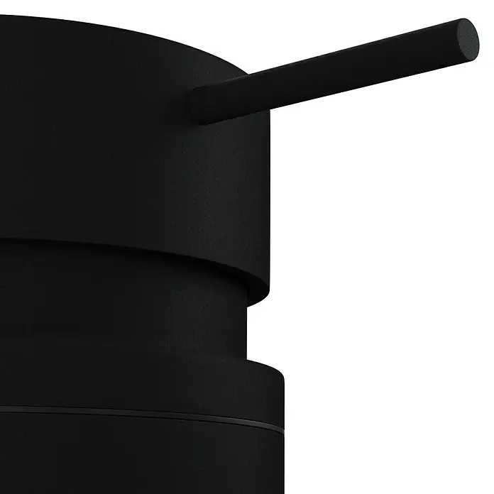 Camargue Antwerpen Seifenspender - Edelstahl, Schwarz - Nahaufnahme eines schwarzen Seifenspenders. Das minimalistische Design betont die schlichte Eleganz des Produkts.