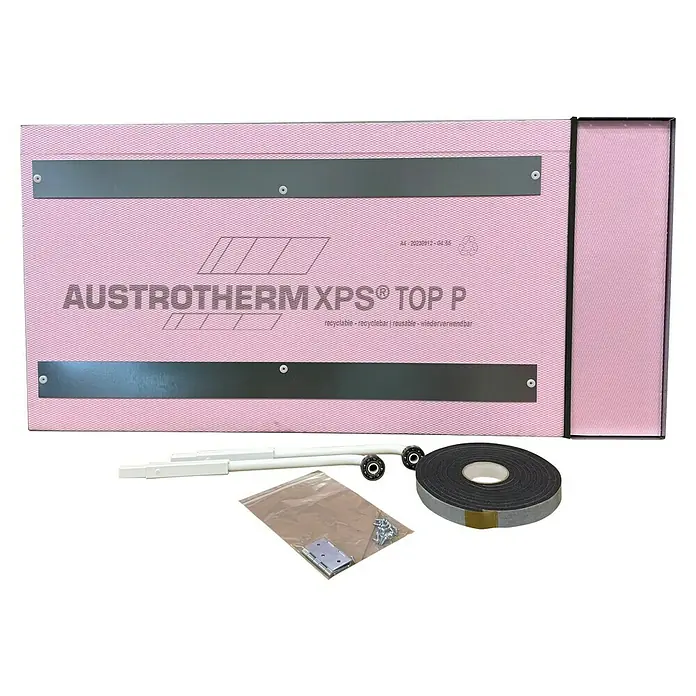 Wippro Bodentreppen-Oberdeckel ADH Eurostep - Isoliert, Automatisch nach hinten öffnend, Passend für: Wippro Bodentreppe Eurostep 140 × 70 cm - Ein isoliertes Austherm XPS TOP P Paneel mit Zubehör für die Installation. Perfekt für energieeffiziente Bauprojekte.