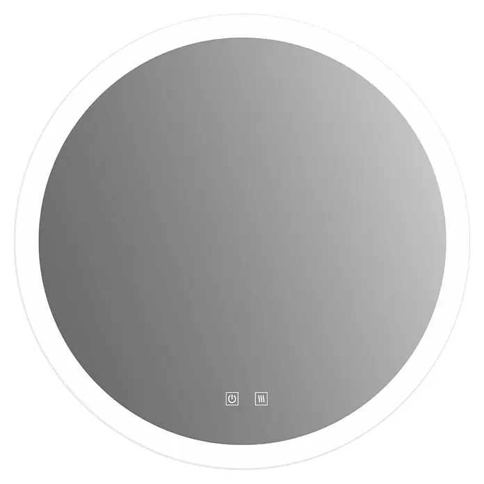 Lichtspiegel Beth - 60 x 60 cm, Durchmesser: 60 cm, Silber, Sensor - Ein runder LED-beleuchteter Spiegel mit Touch-Steuerung für Badezimmer, der eine moderne und elegante Note verleiht.