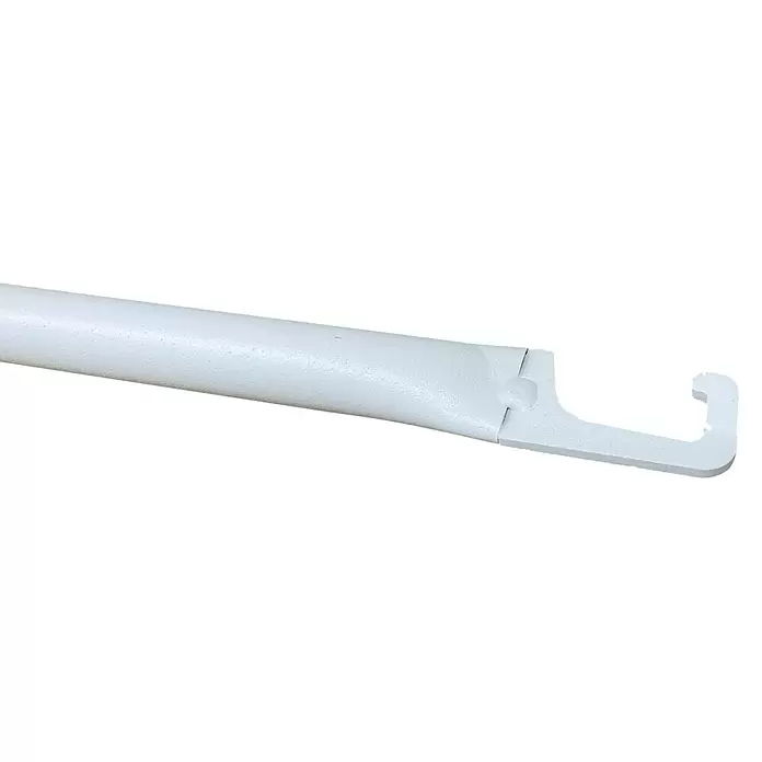 Wippro Griffstange - 250 cm, Passend für: Wippro Bodentreppen - Weißer, strukturierter Stab, der sich zu einem flachen, Haken-förmigen Ende verjüngt, zum Aufhängen oder Stützen.