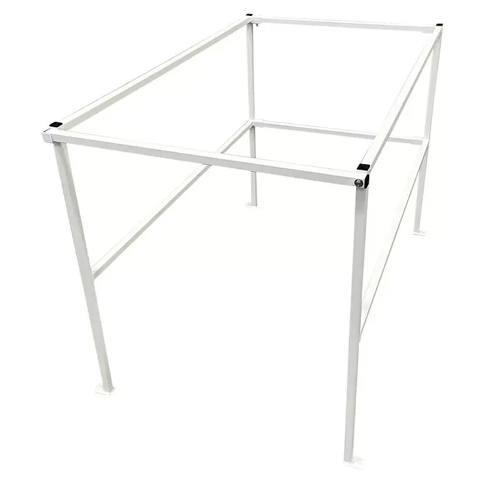 Wippro Lukenschutzgeländer - Passend für: Wippro Bodentreppen 120 × 60 cm - Weißes Metallrahmengestell mit schwarzen Eckverbindern.