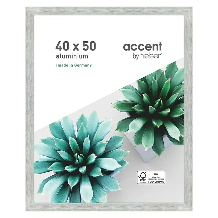 Alurahmen Star - 40 x 50 cm, Silber - Ein silberner Aluminium-Bilderrahmen, 40 x 50 cm, von Accent by Nielsen, ideal für Fotos oder Kunstwerke. Made in Germany.