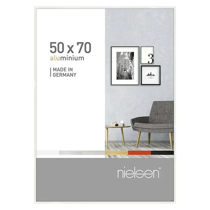 Nielsen Alurahmen Pixel - 50 x 70 cm, Weiß - Bilderrahmen aus Aluminium, Größe 50x70cm. Ideal zum stilvollen Präsentieren Ihrer Lieblingsfotos. Hergestellt in Deutschland.